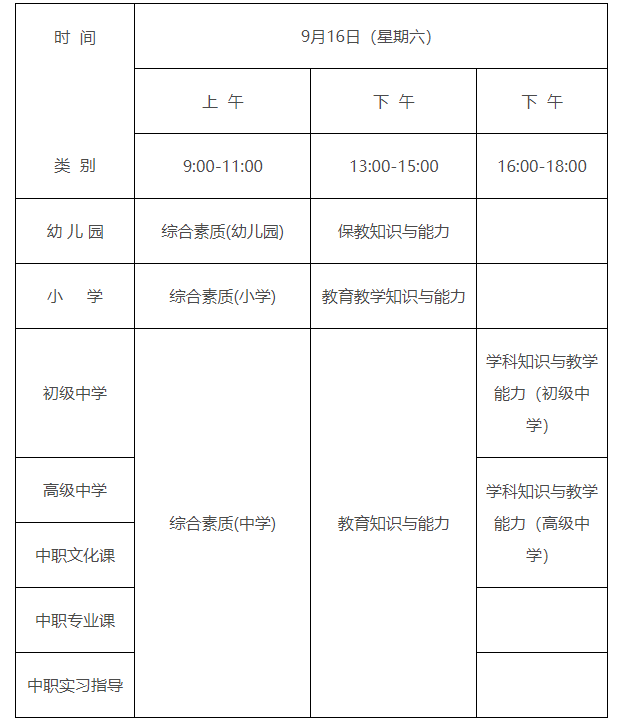 江西教師資格證筆試考試時(shí)間